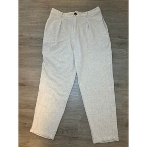 Runaway Heart Linen Blend‎ Cropped Pants Pleated Front Casual Beige Size 12